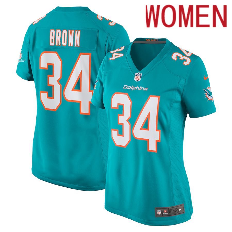 Women Miami Dolphins #34 Malcolm Brown Nike Green Game NFL Jersey->women nfl jersey->Women Jersey